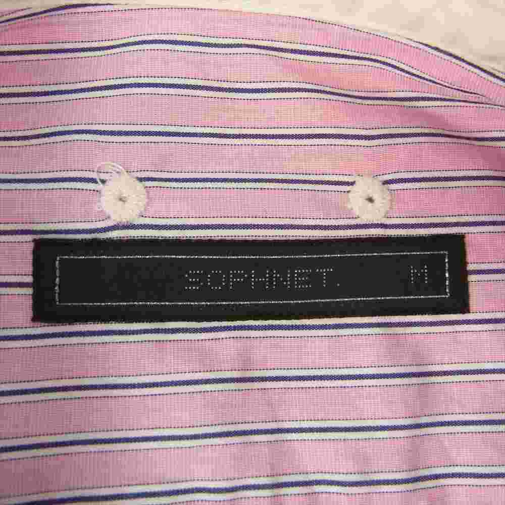 SOPHNET. ソフネット 20SS SOPH-200019 STANDARD BIG BAND COLLAR SHIRT ストライプ バンドカラー シャツ ピンク系 M【中古】