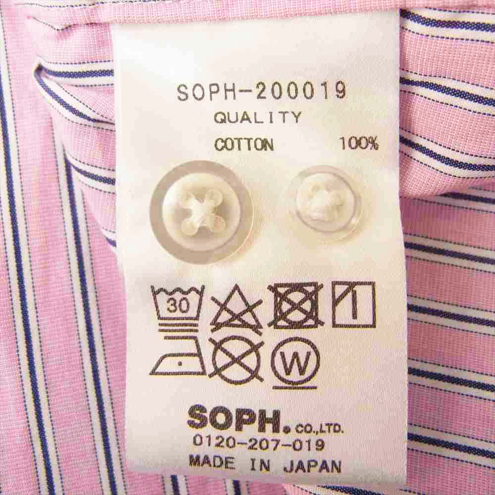 SOPHNET. ソフネット 20SS SOPH-200019 STANDARD BIG BAND COLLAR SHIRT ストライプ バンドカラー シャツ ピンク系 M【中古】