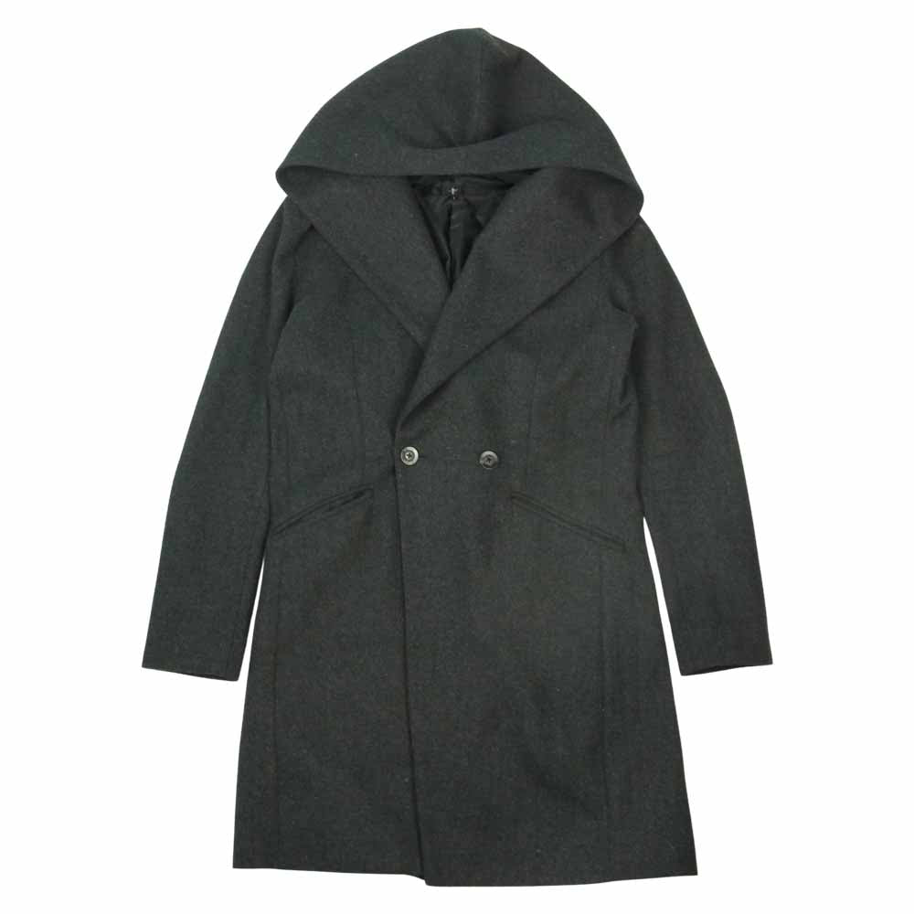 NO ID. ノーアイディ ダブルブレスト フーデッド コート  グレー系 1【中古】