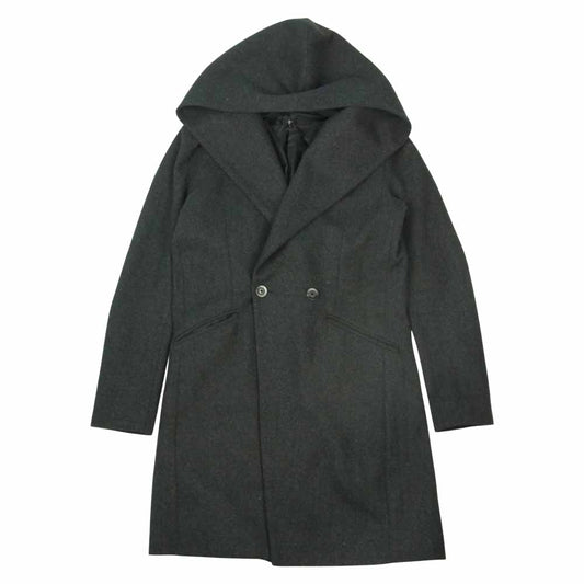NO ID. ノーアイディ ダブルブレスト フーデッド コート  グレー系 1【中古】