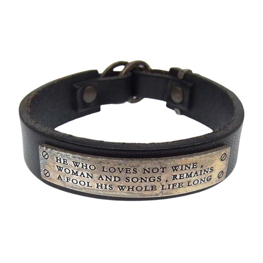 Dr.MONROE ドクターモンロー メッセージ プレート レザー ブレスレット ブラック系【中古】