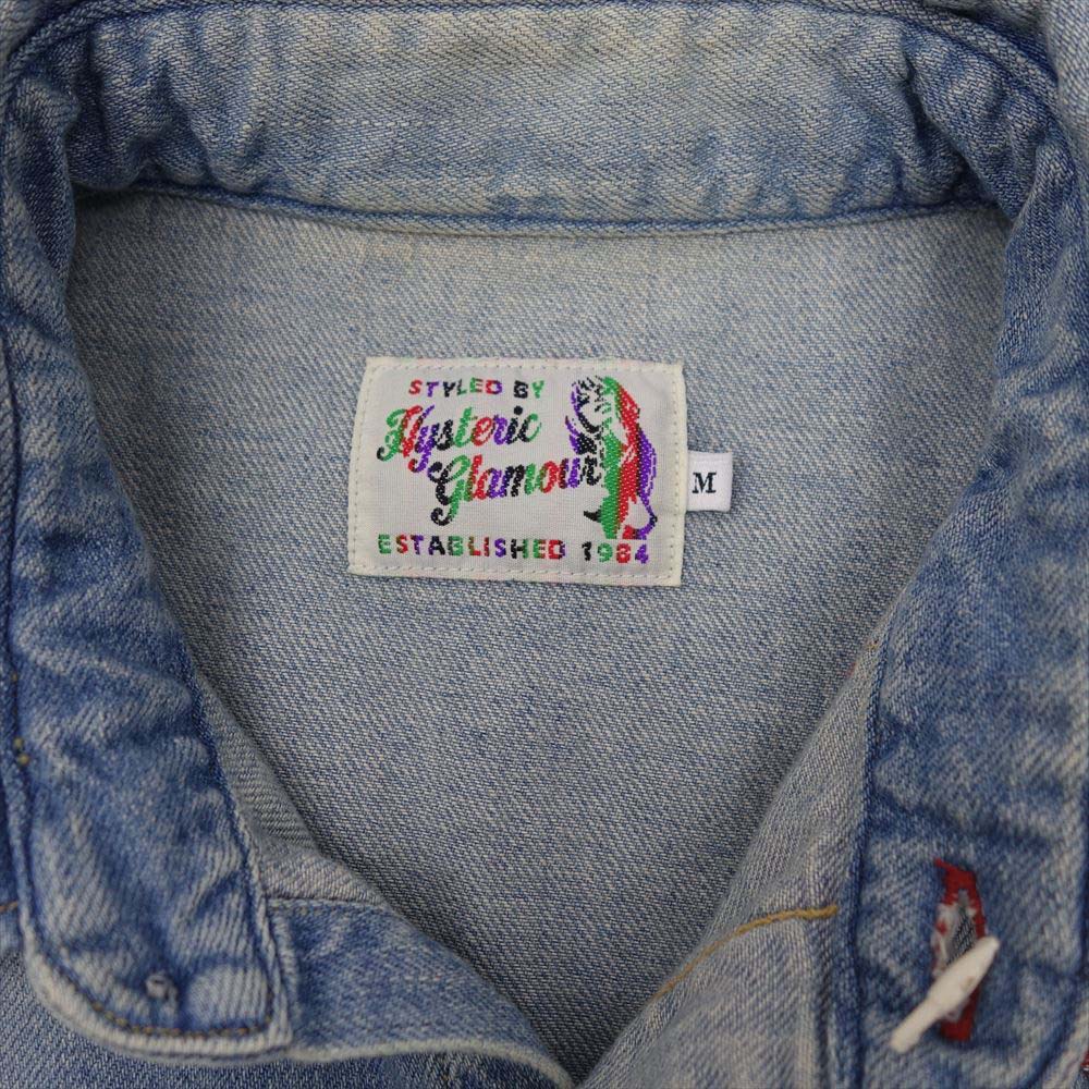 HYSTERIC GLAMOUR ヒステリックグラマー 02191AH10 刺繍 USED加工 デニム 長袖 ウエスタン シャツ インディゴブルー系 M【美品】【中古】