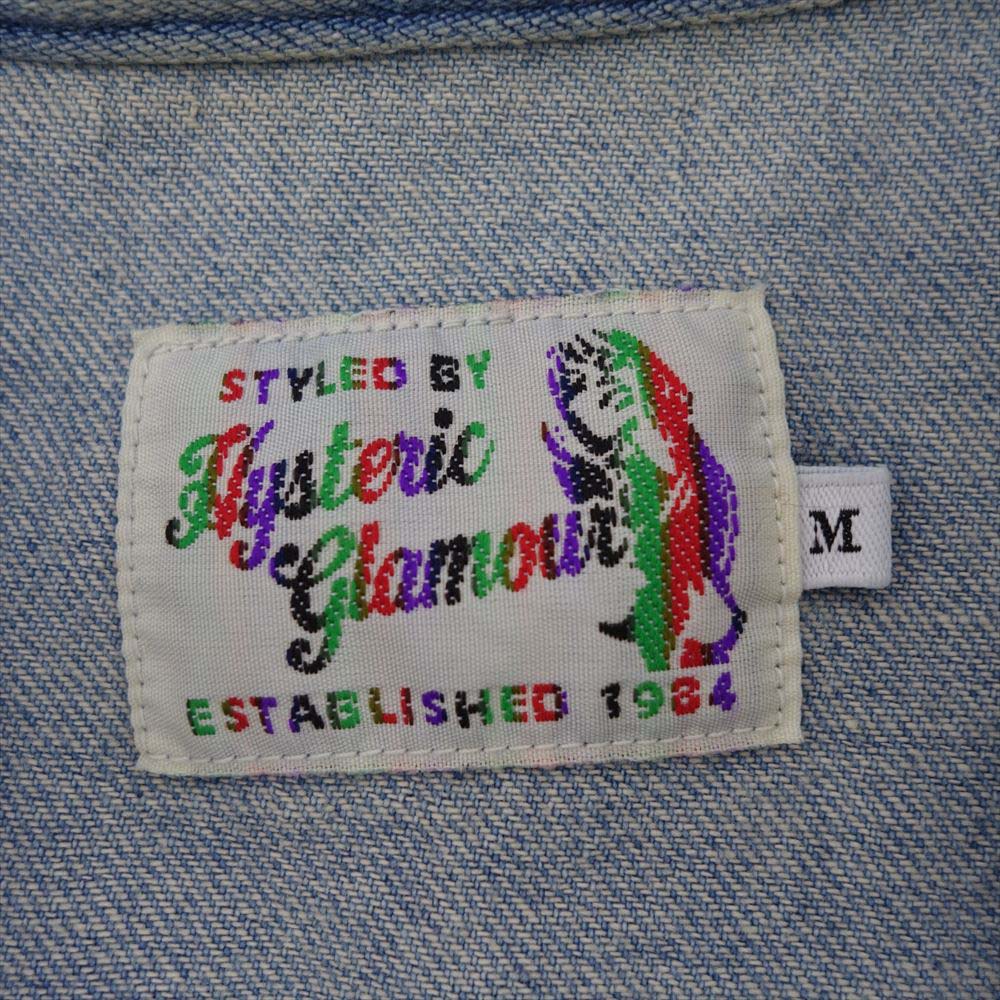 HYSTERIC GLAMOUR ヒステリックグラマー 02191AH10 刺繍 USED加工 デニム 長袖 ウエスタン シャツ インディゴブルー系 M【美品】【中古】