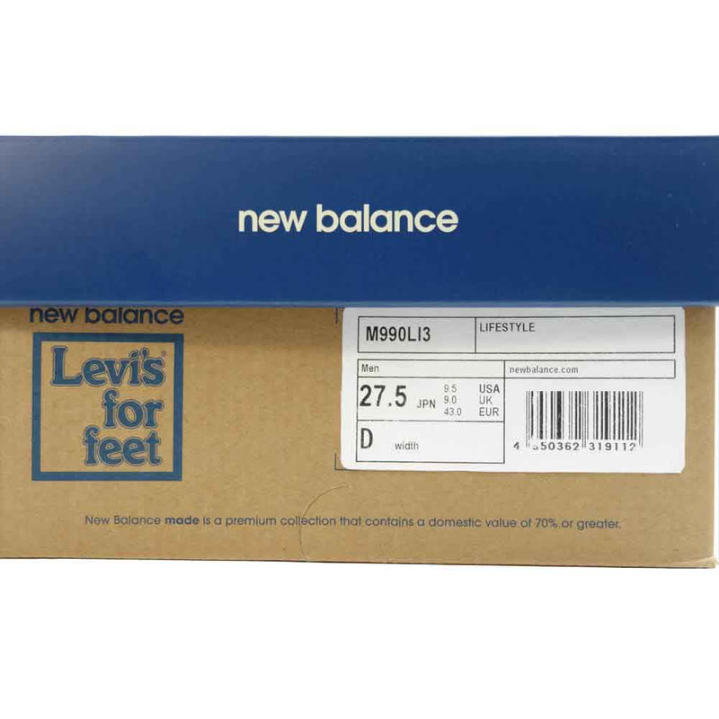 NEW BALANCE ニューバランス Levi's リーバイス M990LI3 インディゴ スニーカー インディゴブルー系 27.5cm【新古品】【未使用】【中古】