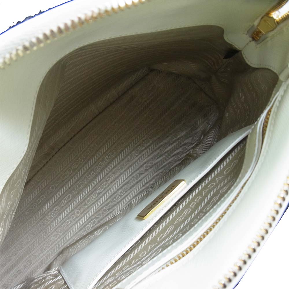 PRADA プラダ サフィアーノ 2way ハンドバッグ ショルダー オフホワイト系【中古】