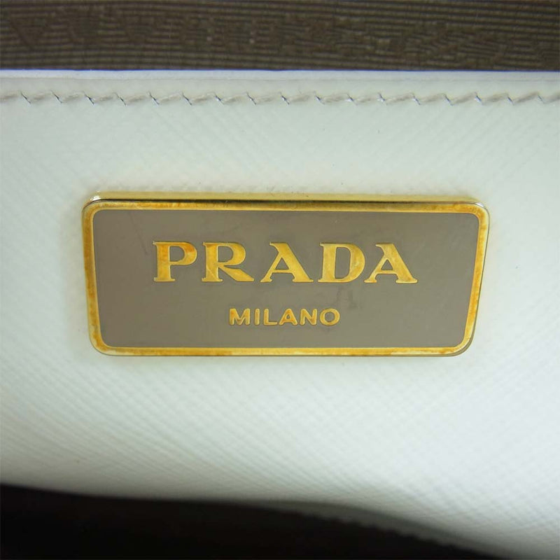 PRADA プラダ サフィアーノ 2way ハンドバッグ ショルダー オフホワイト系【中古】
