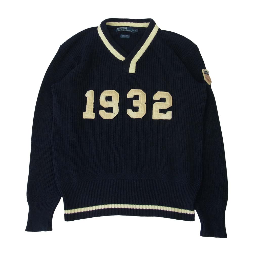POLO RALPH LAUREN ポロ・ラルフローレン 1932 レタード ニット ネイビー系 S【中古】