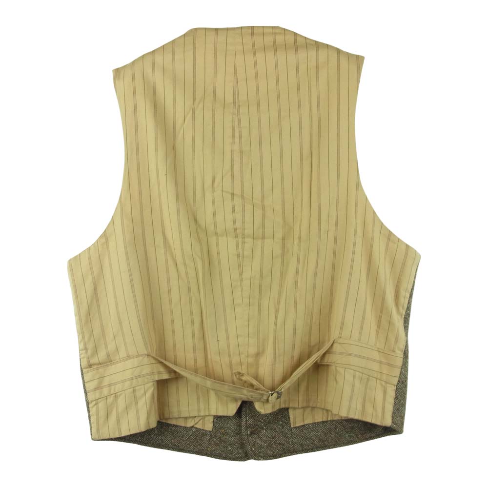 RRL ダブルアールエル 90s 第一期 三つ星タグ ネップ ストライプ ラベル ベスト カナダ製 グレー系 ベージュ系 M【中古】