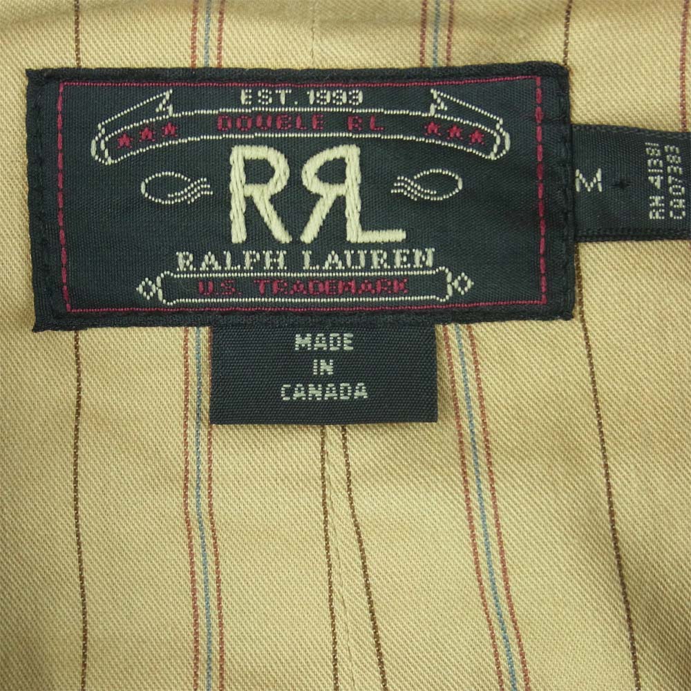 RRL ダブルアールエル 90s 第一期 三つ星タグ ネップ ストライプ ラベル ベスト カナダ製 グレー系 ベージュ系 M【中古】