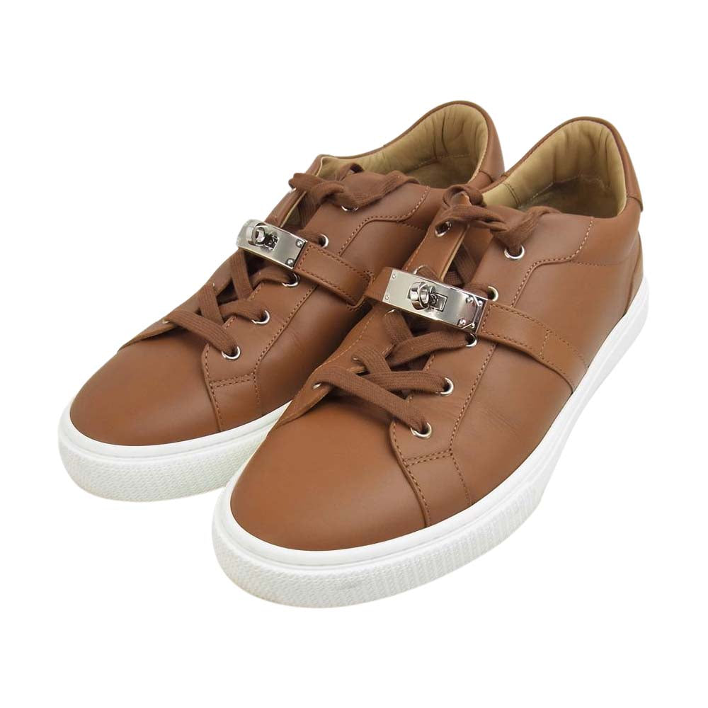 HERMES エルメス デイ ケリー 金具 レザー スニーカー ブラウン系 43【中古】