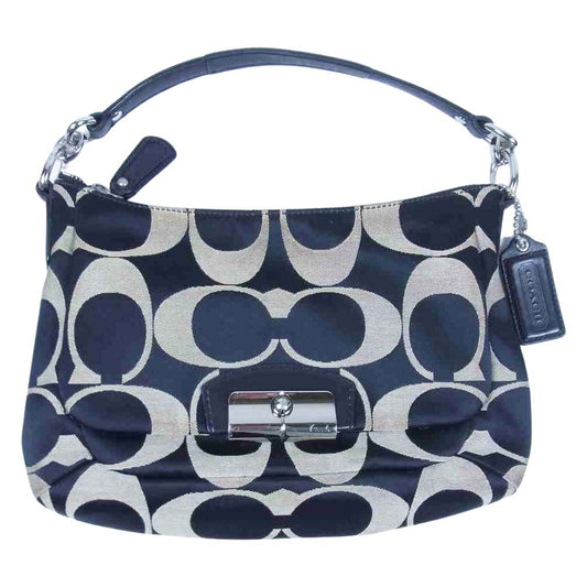 COACH コーチ F22302 クリスティン サテンキャンバス ジャガード 2WAY ショルダーバッグ ブラック系【中古】