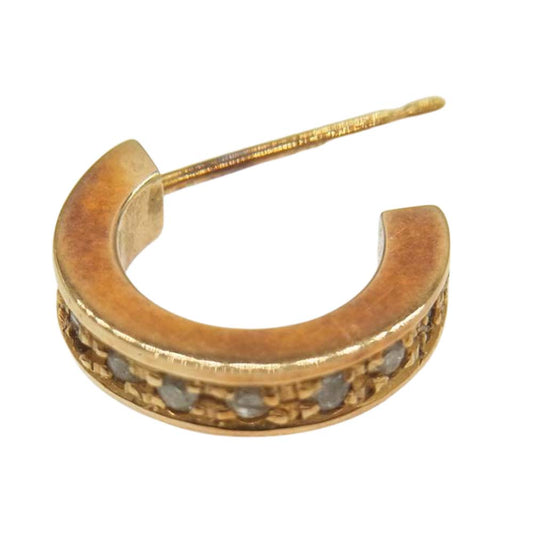 GARNI ガルニ K14 石入り フープ ピアス ゴールド系【中古】