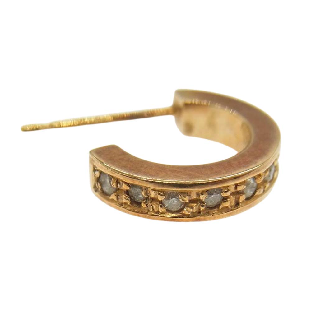 GARNI ガルニ K14 石入り フープ ピアス ゴールド系【中古】