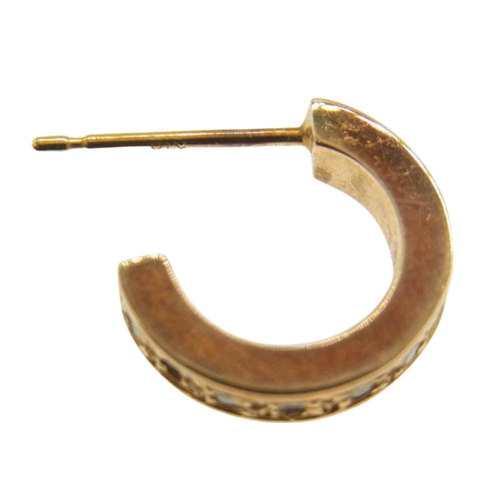 GARNI ガルニ K14 石入り フープ ピアス ゴールド系【中古】