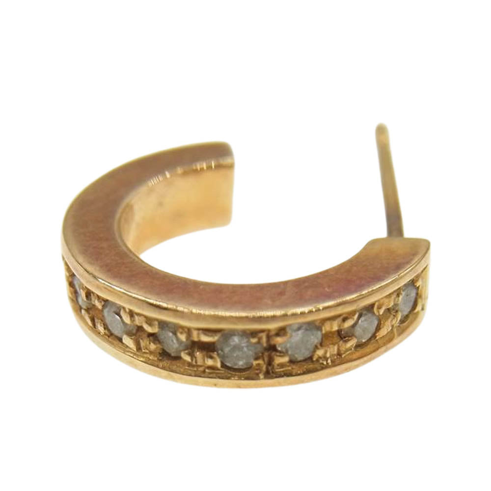 GARNI ガルニ K14 石入り フープ ピアス ゴールド系【中古】