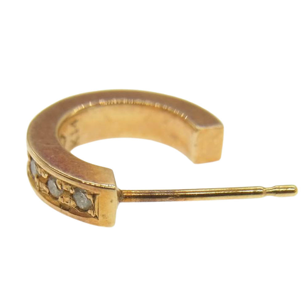 GARNI ガルニ K14 石入り フープ ピアス ゴールド系【中古】
