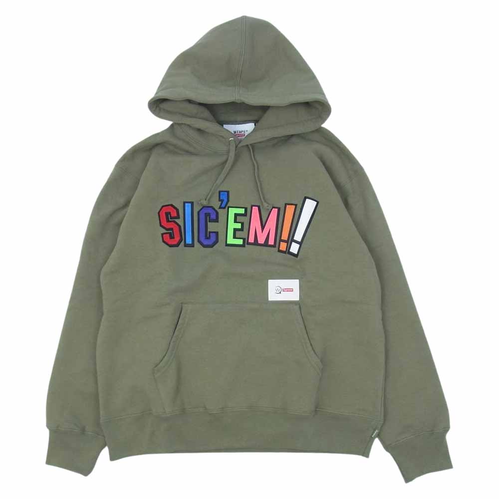 Supreme シュプリーム 21AW WTAPS Sic'em! Hooded Sweatshirt ダブルタップス フーデッド スウェットシャツ プルオーバー パーカー カーキ系 M【新古品】【未使用】【中古】