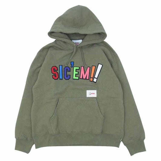 Supreme シュプリーム 21AW WTAPS Sic'em! Hooded Sweatshirt ダブルタップス フーデッド スウェットシャツ プルオーバー パーカー カーキ系 M【新古品】【未使用】【中古】