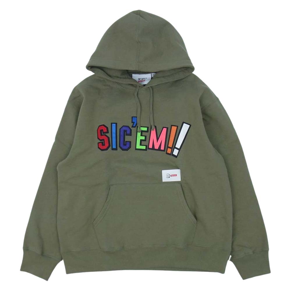 Supreme シュプリーム 21AW WTAPS Sic'em! Hooded Sweatshirt ダブルタップス フーデッド スウェットシャツ プルオーバー パーカー カーキ系 M【新古品】【未使用】【中古】