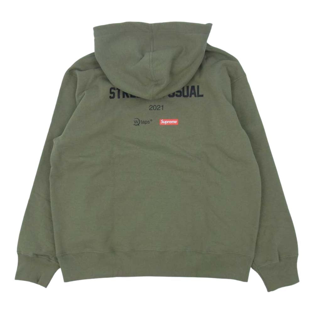 Supreme シュプリーム 21AW WTAPS Sic'em! Hooded Sweatshirt ダブルタップス フーデッド スウェットシャツ プルオーバー パーカー カーキ系 M【新古品】【未使用】【中古】