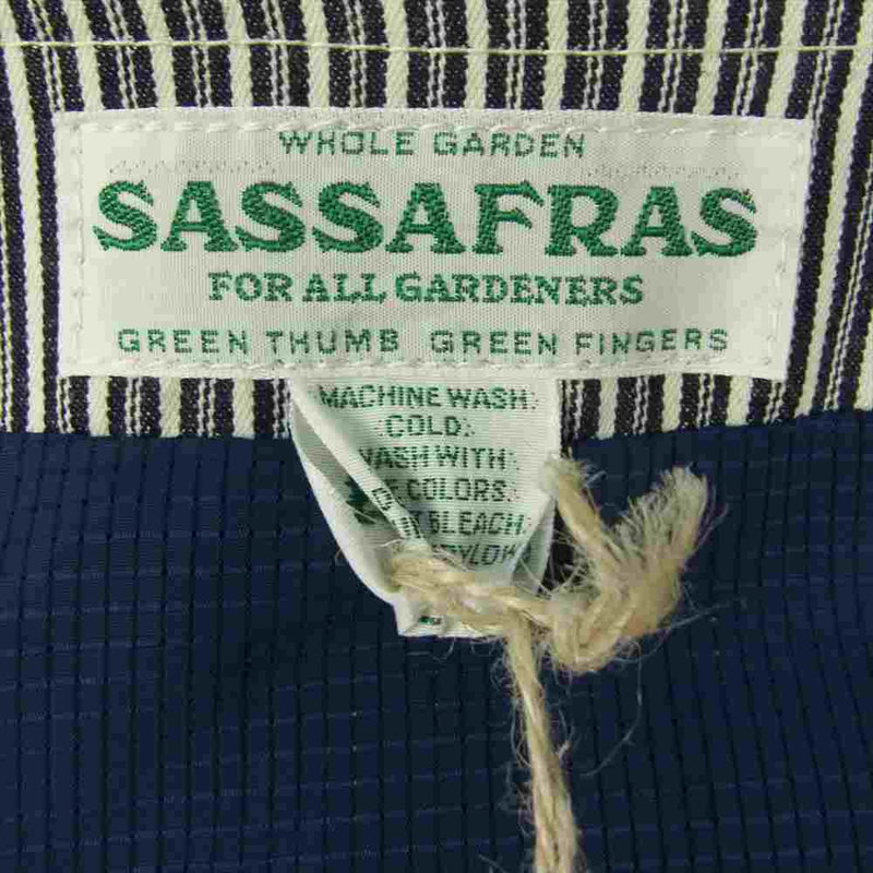 SASAFRAS ササフラス SF-201678 Gardenia EZ Jacket ガーデニア ヒッコリー イージー ノーカラー ジャケット ネイビー系 L【新古品】【未使用】【中古】