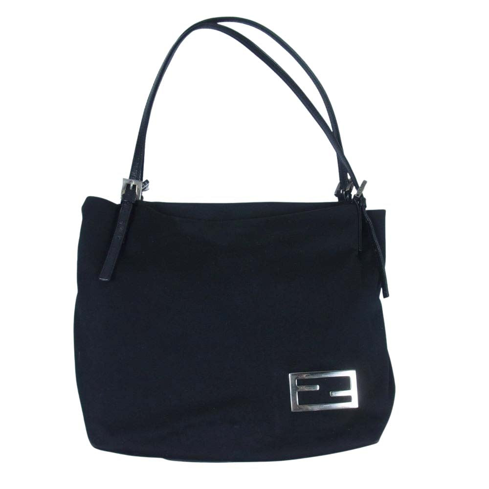 FENDI フェンディ ロゴプレート ハンドバッグ ハンド バッグ ブラック系【中古】