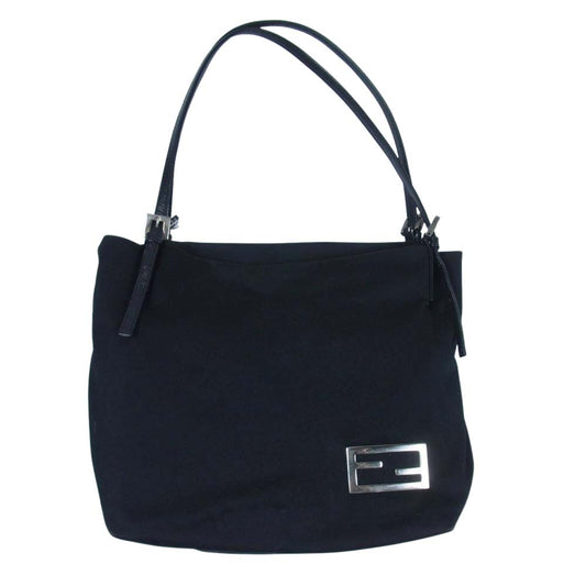 FENDI フェンディ ロゴプレート ハンドバッグ ハンド バッグ ブラック系【中古】