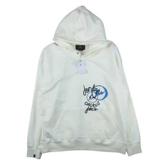 NIKE ナイキ DJ0615-133 Travis Scott × Fragment Hoodie トラヴィススコット フラグメント ロゴ刺繍 プルオーバー パーカー ホワイト系 XL【美品】【中古】