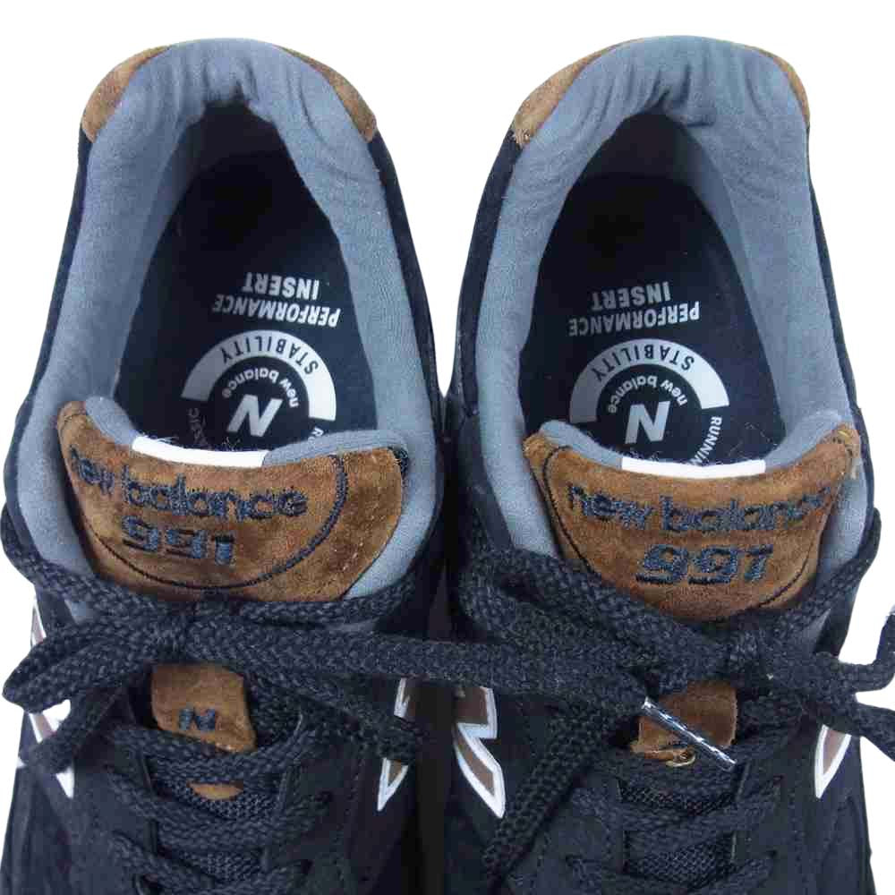 NEW BALANCE ニューバランス M991KT 英国製 スエード ローカット スニーカー ブラック系 US9.5【中古】