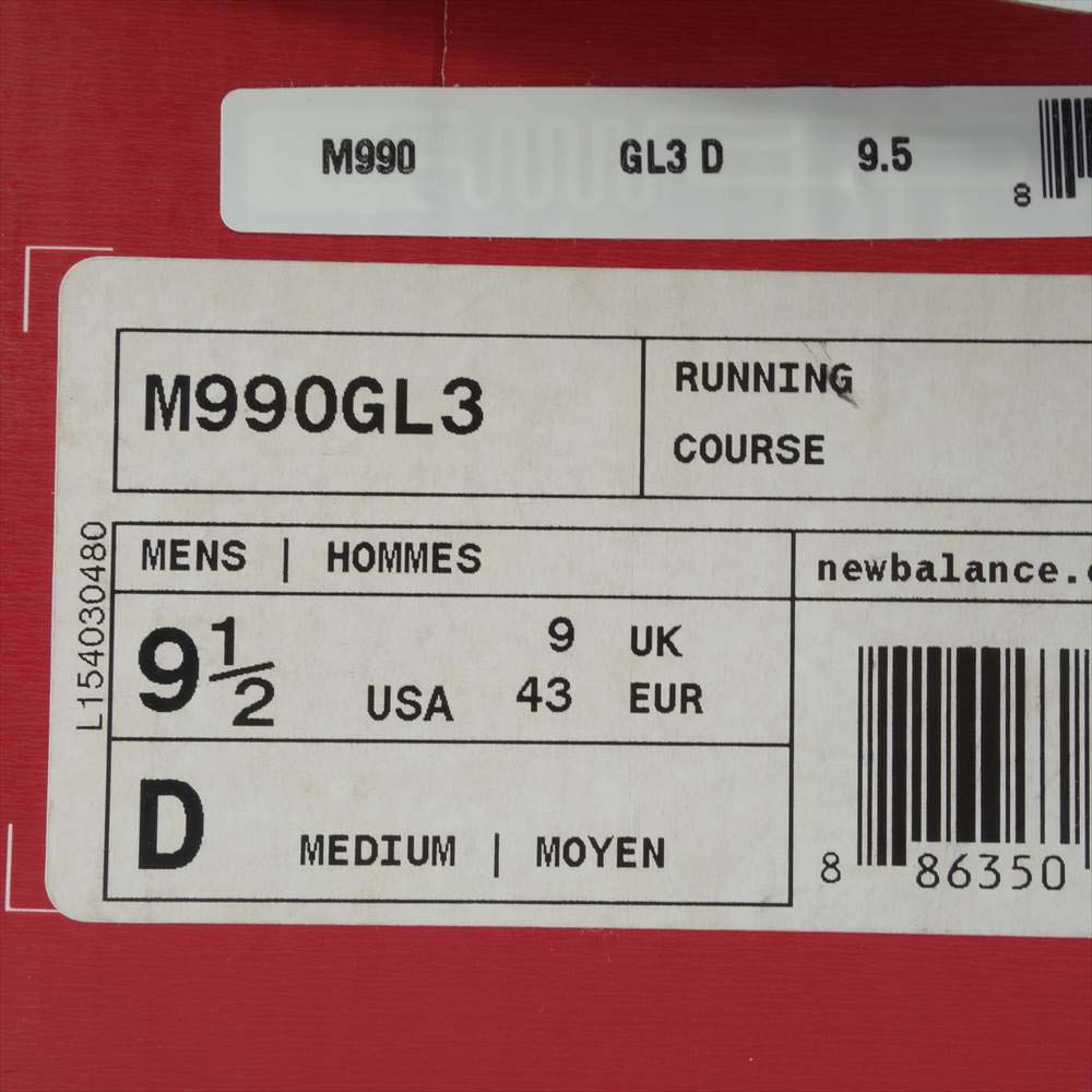 NEW BALANCE ニューバランス M990GL3 USA製 ローカット スニーカー 9 1/2【中古】