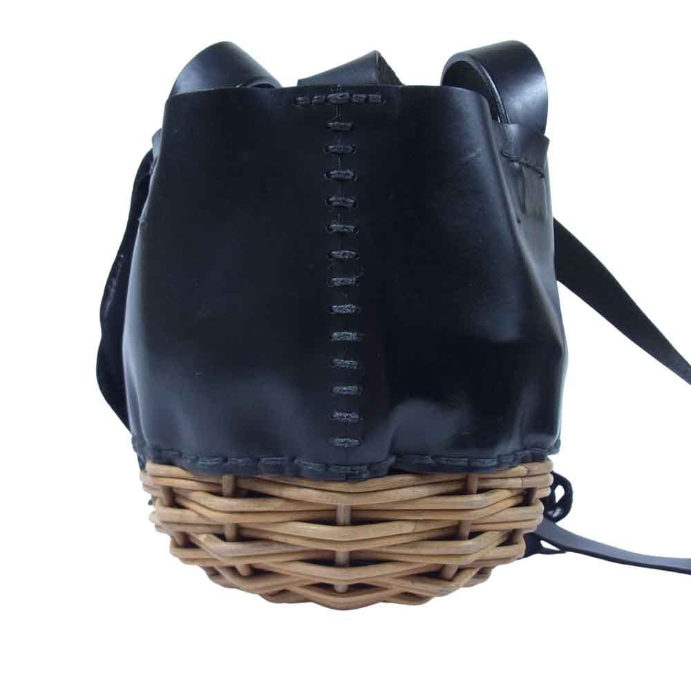 エバゴス 19AW ミニ どんぐり モチアルク ヤマコトバ オイルショルダー 紅籐 かごバッグ ブラック系【中古】