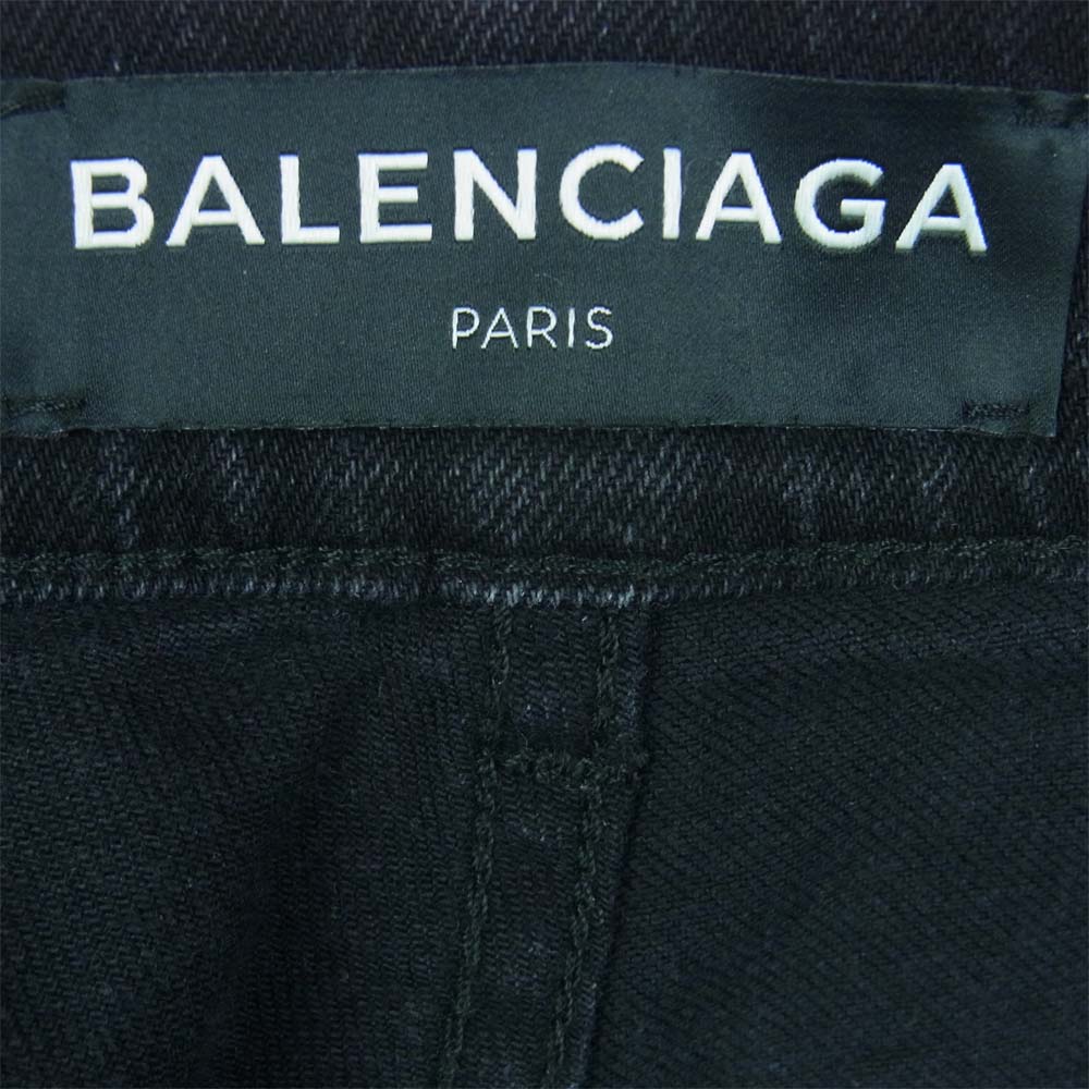 BALENCIAGA バレンシアガ 18SS 509121 TXE12 国内正規品 ダメージ加工 ニーホール スキニー デニム パンツ ブラック系 31【中古】