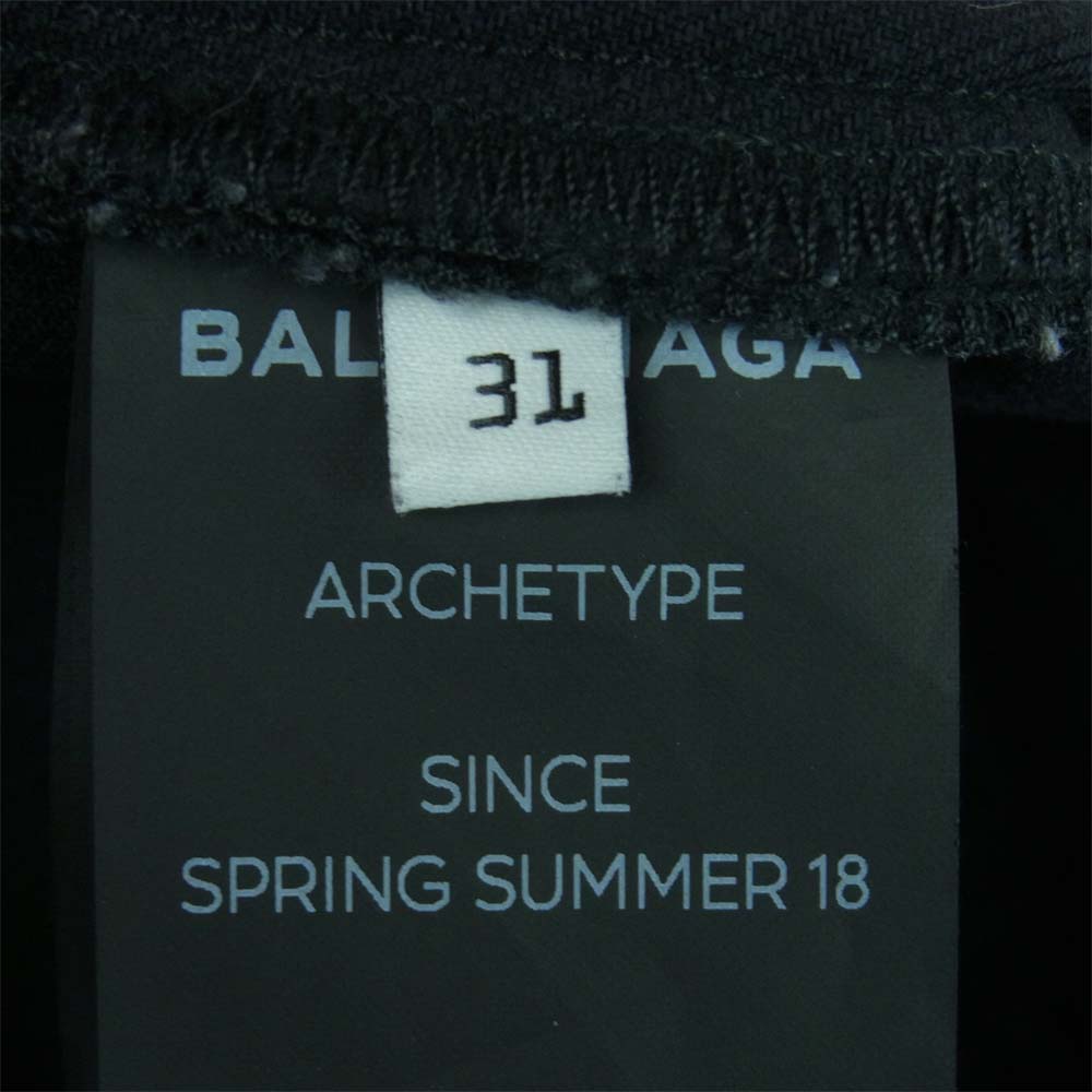 BALENCIAGA バレンシアガ 18SS 509121 TXE12 国内正規品 ダメージ加工 ニーホール スキニー デニム パンツ ブラック系 31【中古】