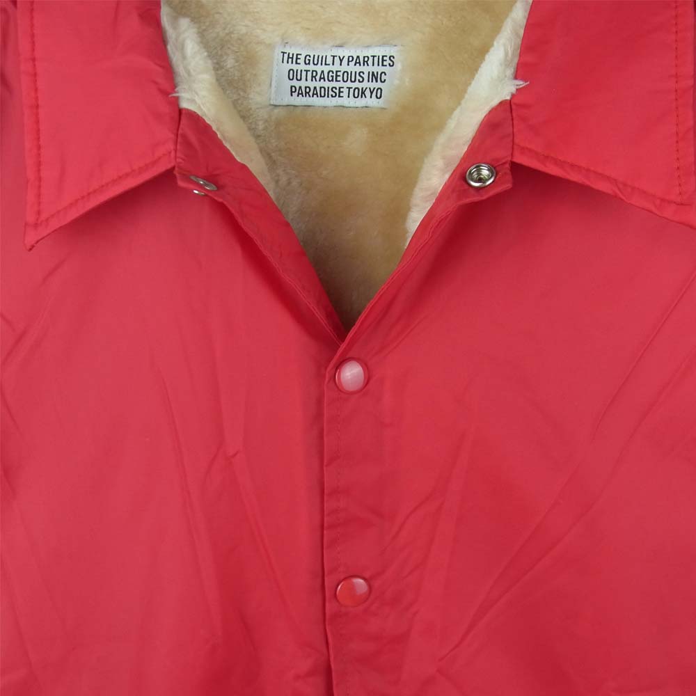 WACKO MARIA ワコマリア 17AW BOA COACH JACKET GOLDEN SHOWER WOMAN プリント ボア コーチ ジャケット レッド系 L【中古】