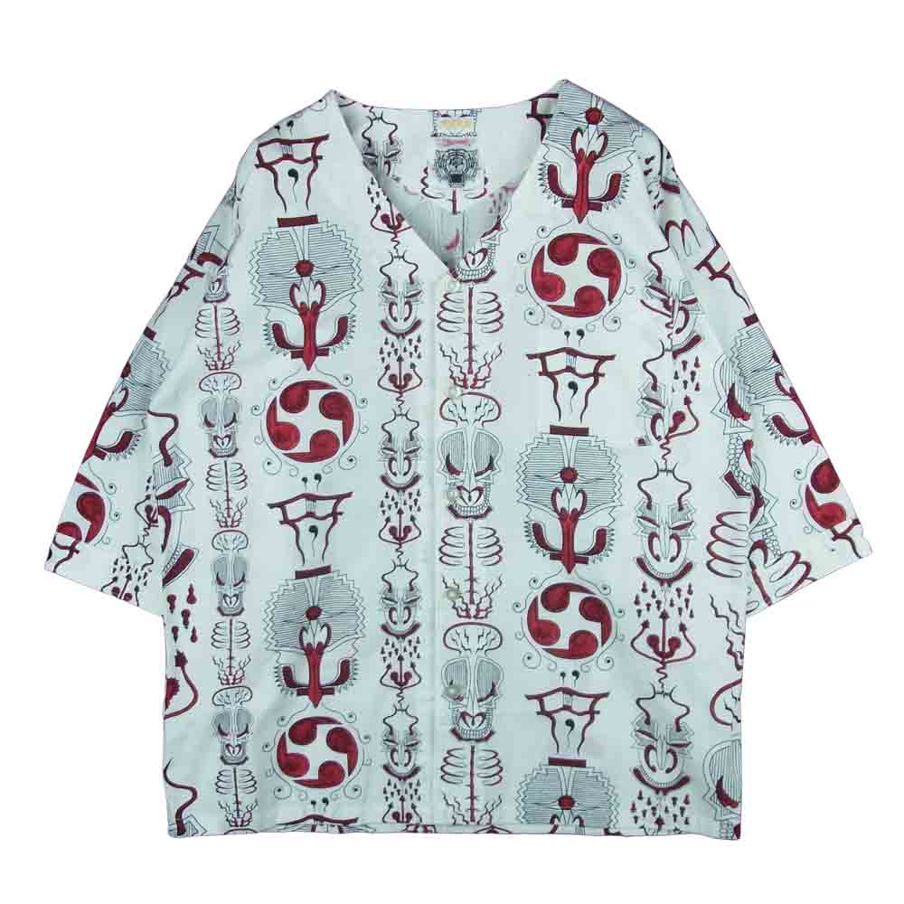 WACKO MARIA ワコマリア WOLF'S HEAD ウルフズヘッド DABO SHIRTS ダボ 半袖 シャツ ホワイト系 S【美品】【中古】