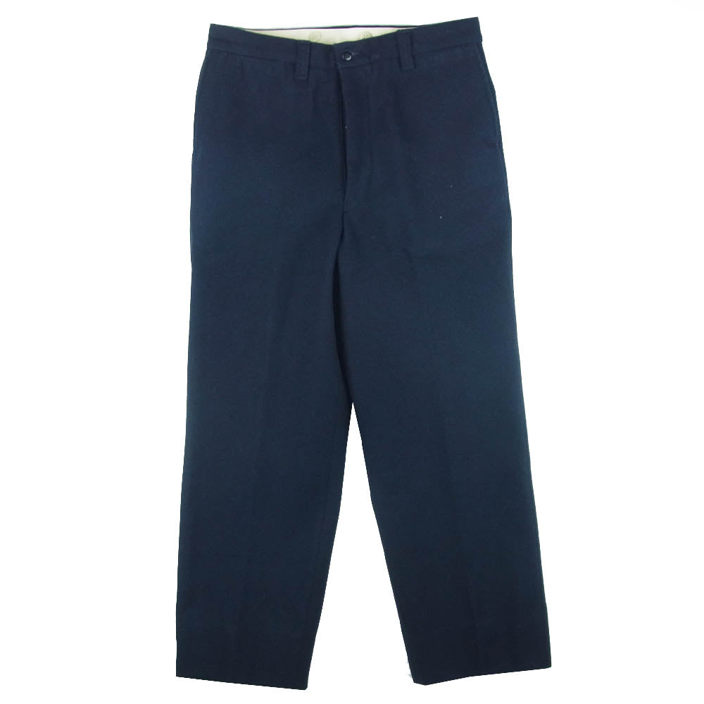 AT LAST アットラスト WOOL TROUSERS HEAVY MELTON ウール トラウザーズ ヘビー メルトン パンツ ネイビー系 34【中古】