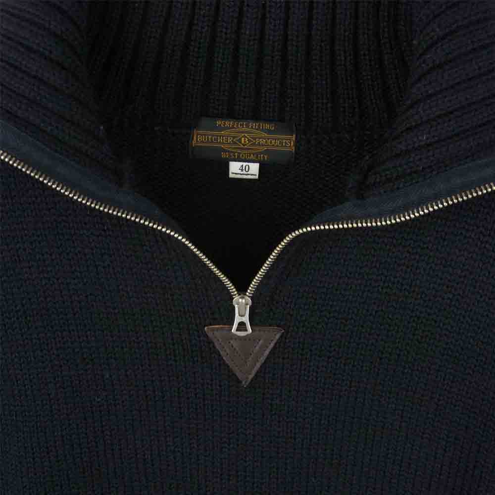 AT LAST アットラスト butcher products ATHLETIC KNIT ブッチャー プロダクツ アスレチック ニット ハーフジップ セーター ブラック系 40【中古】