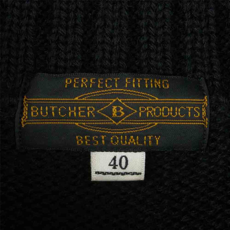 AT LAST アットラスト butcher products ATHLETIC KNIT ブッチャー プロダクツ アスレチック ニット ハーフジップ セーター ブラック系 40【中古】