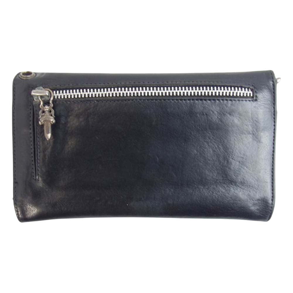 CHROME HEARTS クロムハーツ（原本無） WAVE WALLET ウェーブ クロス ボタン ウォレット ブラック系【中古】