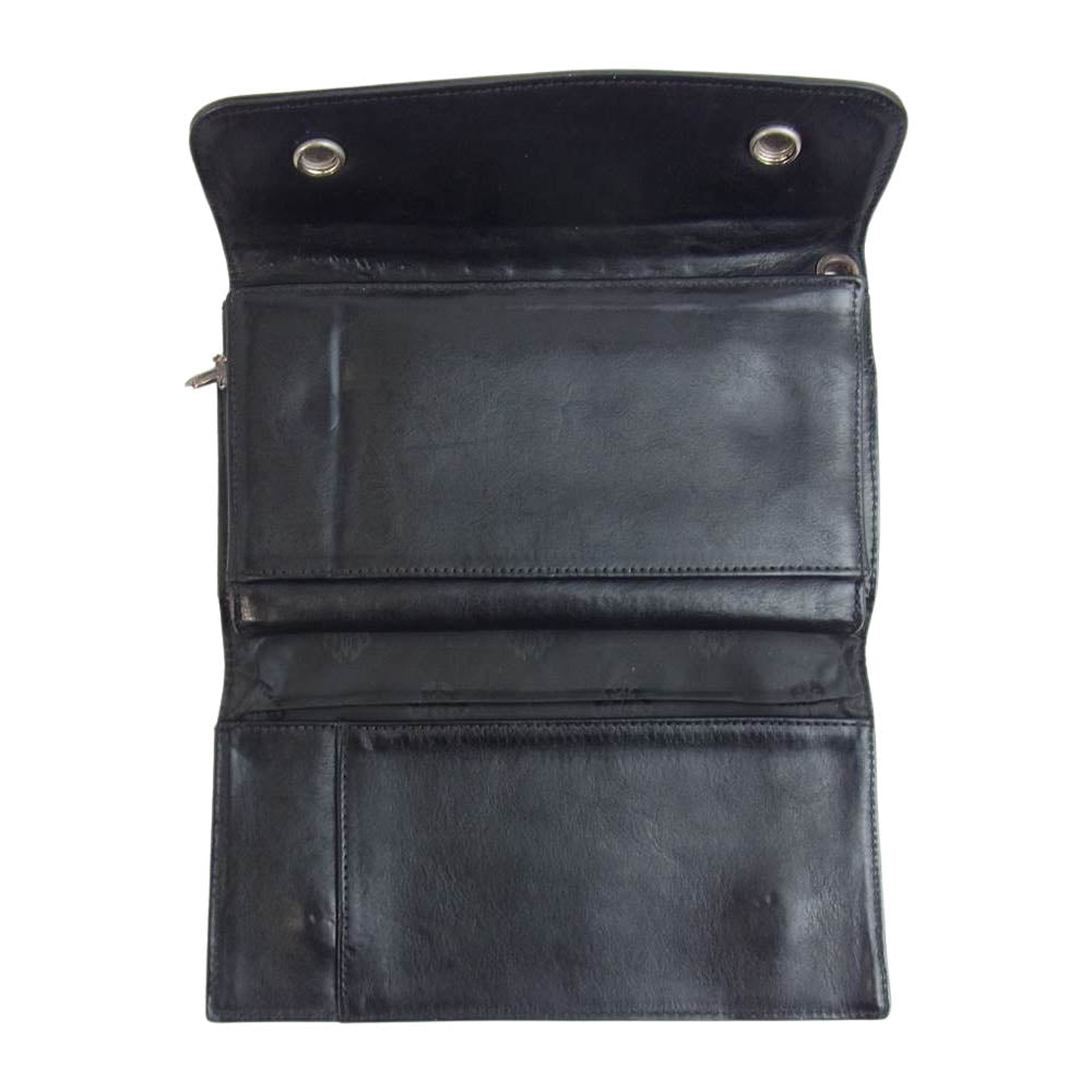 CHROME HEARTS クロムハーツ（原本無） WAVE WALLET ウェーブ クロス ボタン ウォレット ブラック系【中古】