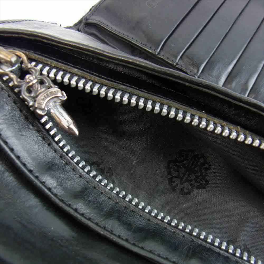 CHROME HEARTS クロムハーツ（原本無） WAVE WALLET ウェーブ クロス ボタン ウォレット ブラック系【中古】
