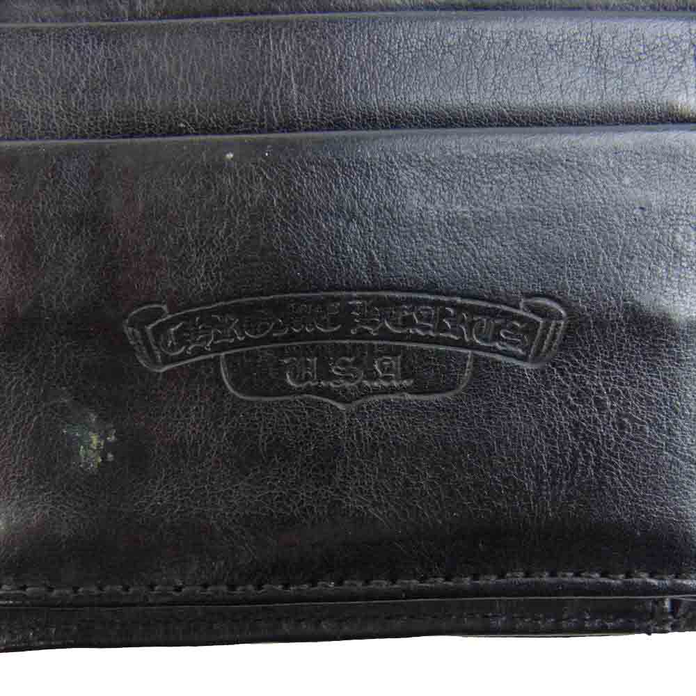 CHROME HEARTS クロムハーツ（原本無） WAVE WALLET ウェーブ クロス ボタン ウォレット ブラック系【中古】