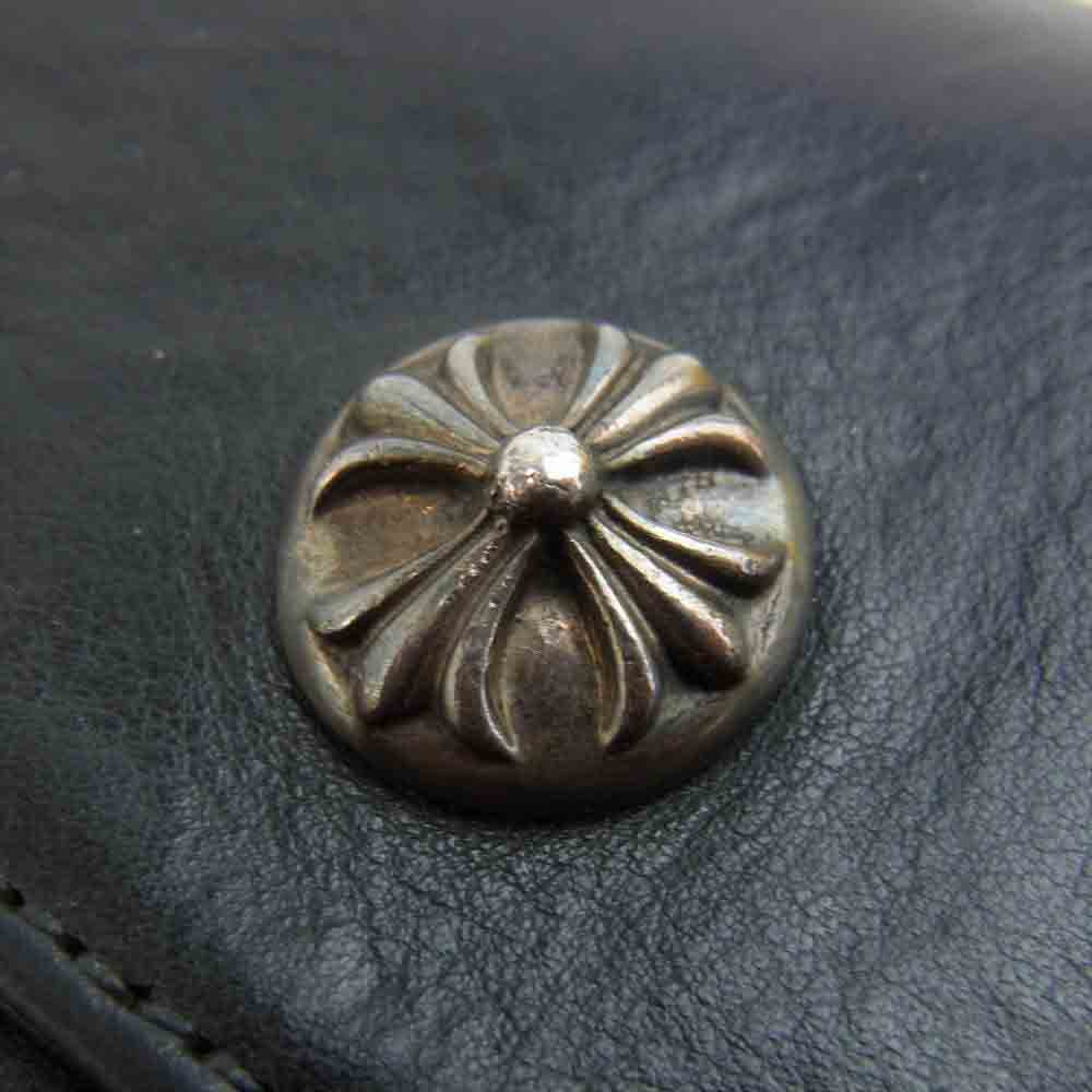 CHROME HEARTS クロムハーツ（原本無） WAVE WALLET ウェーブ クロス ボタン ウォレット ブラック系【中古】