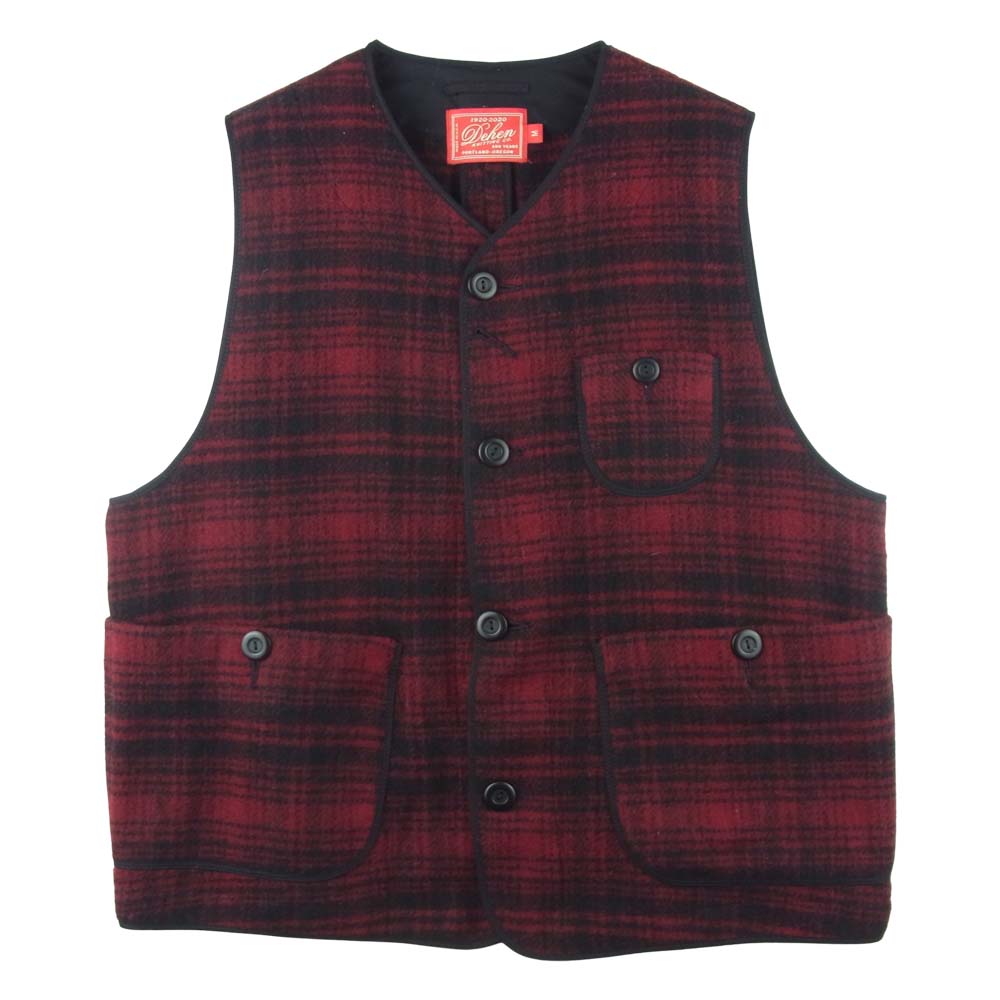 ディーエン WOVEN UTILITY VEST ウール ユーティリティ ベスト アメリカ製 レッド系 M【美品】【中古】