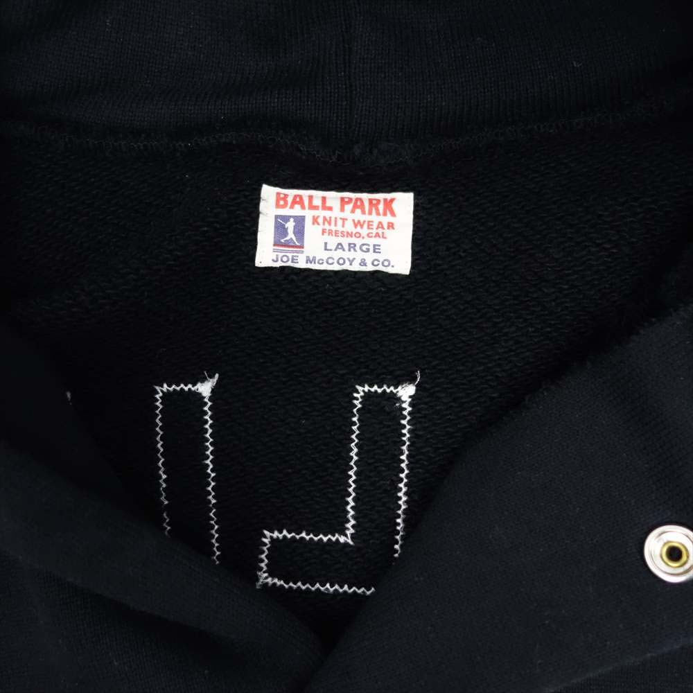The REAL McCOY'S ザリアルマッコイズ JOE McCOY BALL PARK SNAP BUTTON SWEAT SHIRT MALIBU ジョーマッコイ スナップ ボタン スウェット パーカー ブラック系 L【中古】