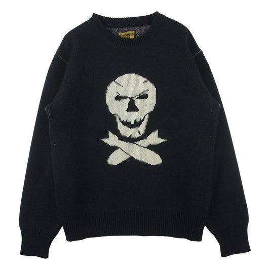 The REAL McCOY'S ザリアルマッコイズ MILITARY JAQUARD SWEATER JOLLY ROGER ミリタリー ジャガード セーター ブラック系 L【中古】
