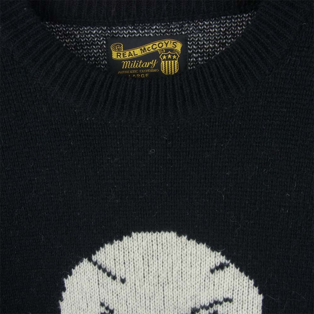 The REAL McCOY'S ザリアルマッコイズ MILITARY JAQUARD SWEATER JOLLY ROGER ミリタリー ジャガード セーター ブラック系 L【中古】