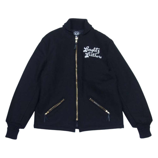 LANGLITZ LEATHERS ラングリッツレザーズ × SKOOKUM Motorcycle Club Jacket スクーカム モーターサイクル クラブ ジャケット スタジャン ウール メルトン ダークネイビー系 M【美品】【中古】