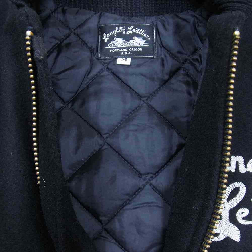 LANGLITZ LEATHERS ラングリッツレザーズ × SKOOKUM Motorcycle Club Jacket スクーカム モーターサイクル クラブ ジャケット スタジャン ウール メルトン ダークネイビー系 M【美品】【中古】