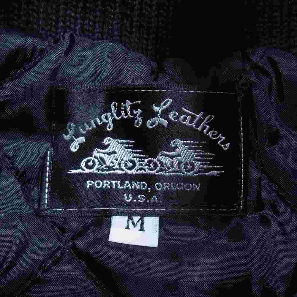LANGLITZ LEATHERS ラングリッツレザーズ × SKOOKUM Motorcycle Club Jacket スクーカム モーターサイクル クラブ ジャケット スタジャン ウール メルトン ダークネイビー系 M【美品】【中古】